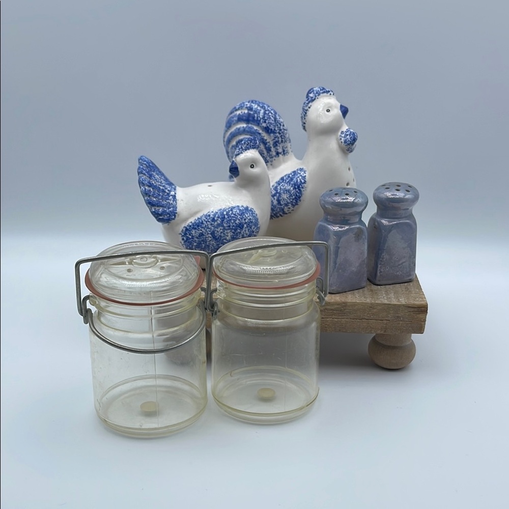 Farmhouse Country Vibes Salt and Pepper Shakers Theme Blue‎ Lot of 3 Sets